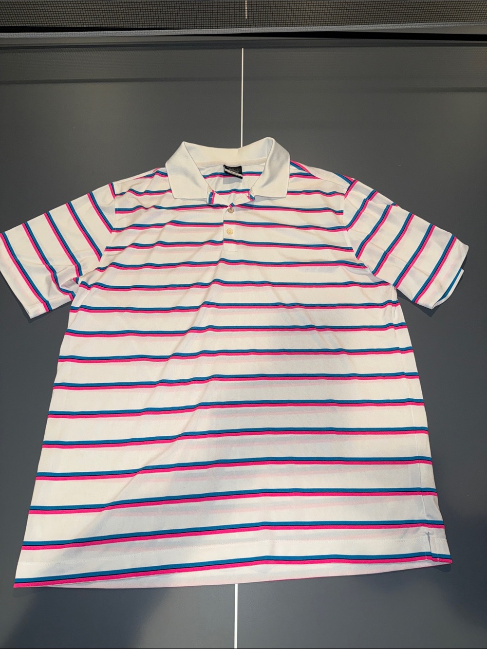 Nike White Polo with Pink & Blue Stripes
